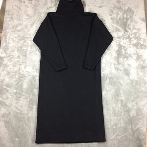 Ports Sweater Dress Medium Oversized Knit Wool Black Long Sleeve Turtleneck